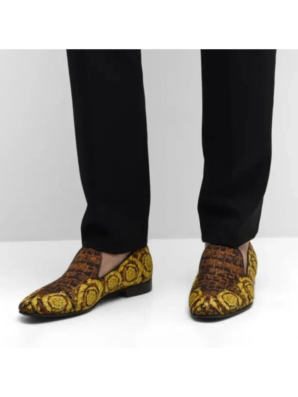 Versace Baroque Print Smoking Slippers Slip-On Shoes, Size EU 43 New +DustBag